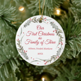 Adorno De Cerámica Primera Navidad: Personalizado de familia foto Kee