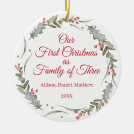 Adorno De Cerámica Primera Navidad: Personalizado de familia foto Kee