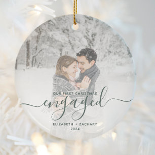 Adorno De Cerámica Primera Navidad prometida Foto personalizada guión