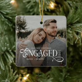 Adorno De Cerámica Primera Navidad Prometidos Parejas Chic 2 Fotos