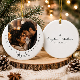 Adorno De Cerámica Primera Navidad Romántica Foto de Pareja Personali