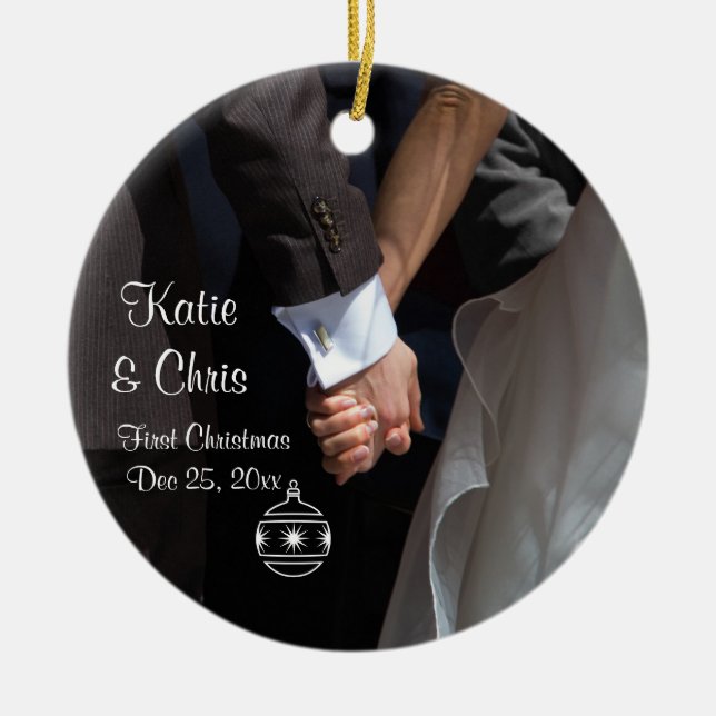 Adorno De Cerámica Primera Navidad romántica y elegante (Frente)