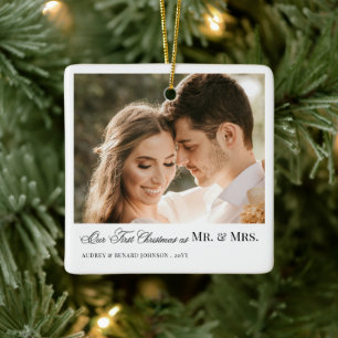 Adorno De Cerámica Primera Navidad Señores recién casados Foto