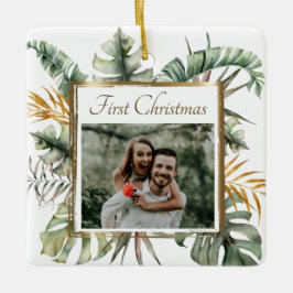 Adorno De Cerámica Primera Navidad Tropical Elegante Fotografía de Pa