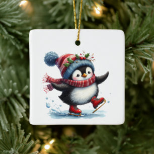 Adorno De Cerámica Primera Navidad Whimsical Cute Pingüino Personaliz