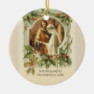 Adorno De Cerámica Primera Nochebuena Novia Groom Virgin Mary Católic