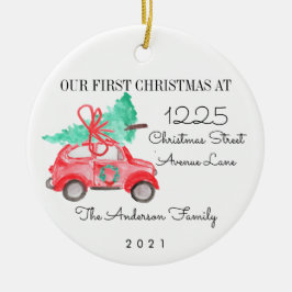 Adorno De Cerámica Primera nueva casa navideña para el árbol de coche