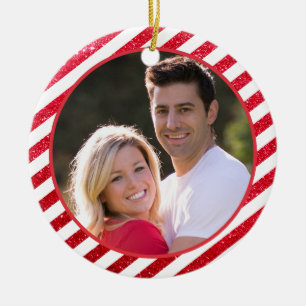 Adorno De Cerámica Primera pareja de fotos rojas en Navidad