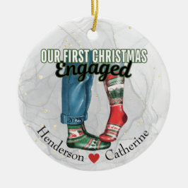 Adorno De Cerámica Primera pareja de navidad involucrada en calcetine