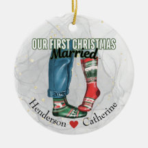 Primera pareja navideña casada en calcetines