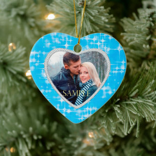 Adorno De Cerámica Primera plantilla de estrellas de hielo azul de Na