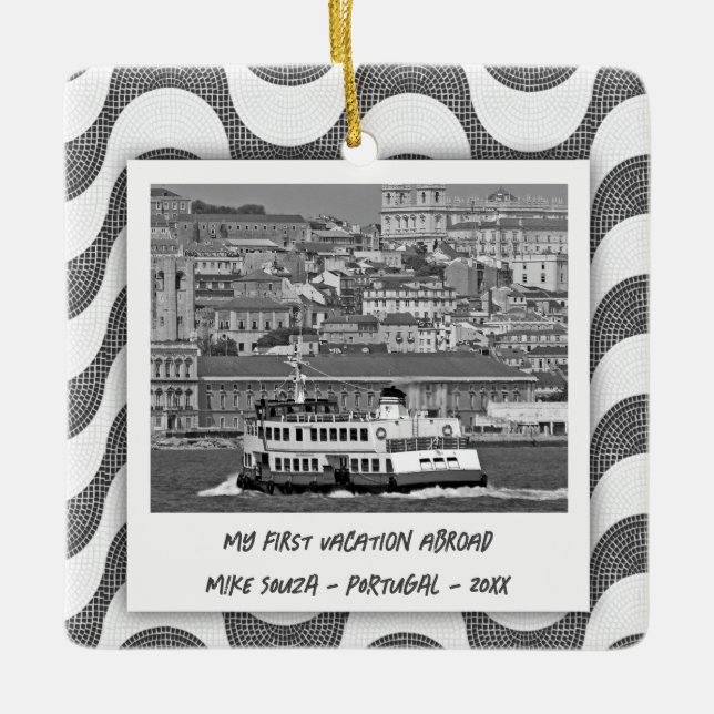 Adorno De Cerámica Primera vacación de olas portuguesas (Anverso)