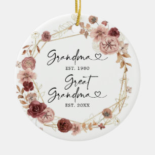 Adorno De Cerámica Primera vez como Gran Abuela Floral Geométrica C