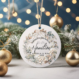 Adorno De Cerámica Primera Wreath de hojas florales casadas de Navida
