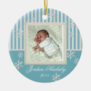 Adorno De Cerámica Primeras copas de nieve azul claro