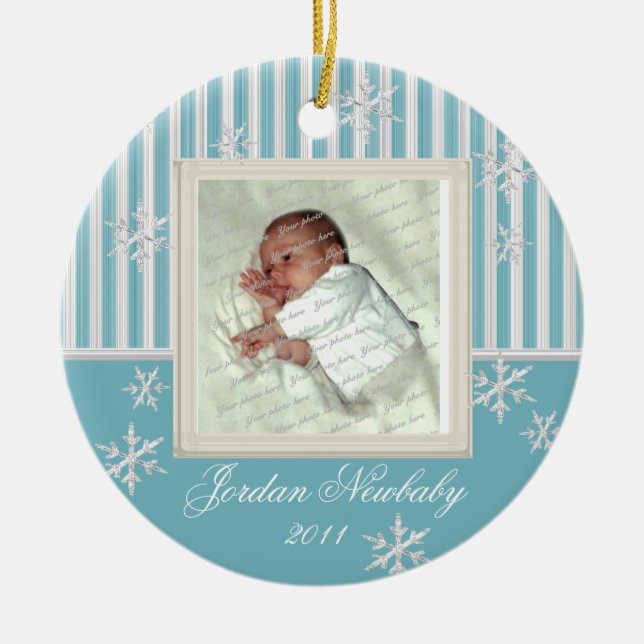 Adorno De Cerámica Primeras copas de nieve azul claro (Frente)