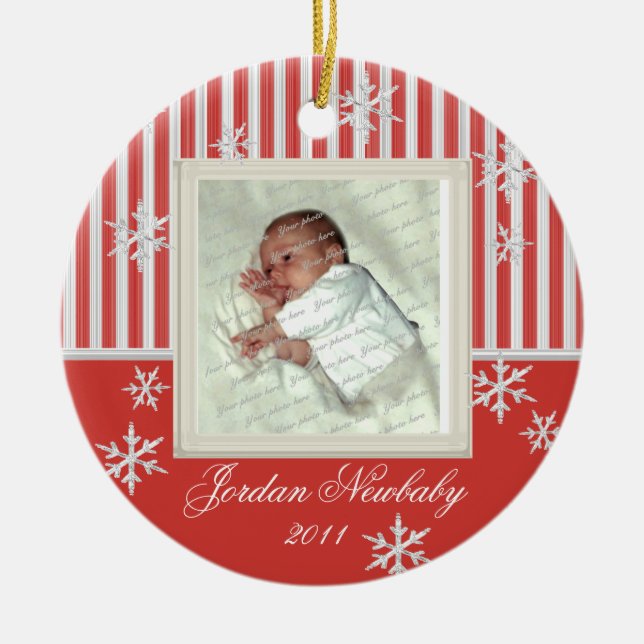 Adorno De Cerámica Primeras copas de nieve rojas (Frente)