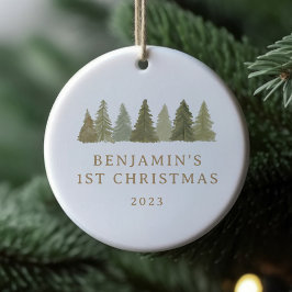 Adorno De Cerámica Primeras estadísticas de bebés de pinos de bosques