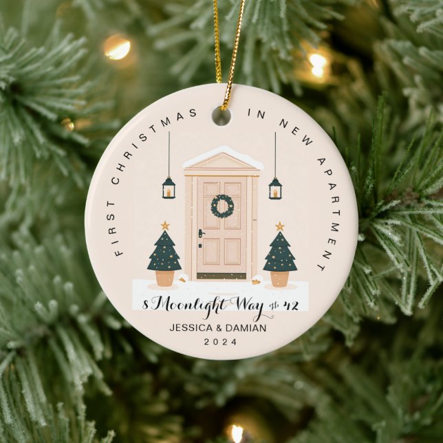 ADORNO DE CERÁMICA PRIMERAS NAVIDAD EN BEIGE DE NUEVO APARTAMENTO (Árbol)