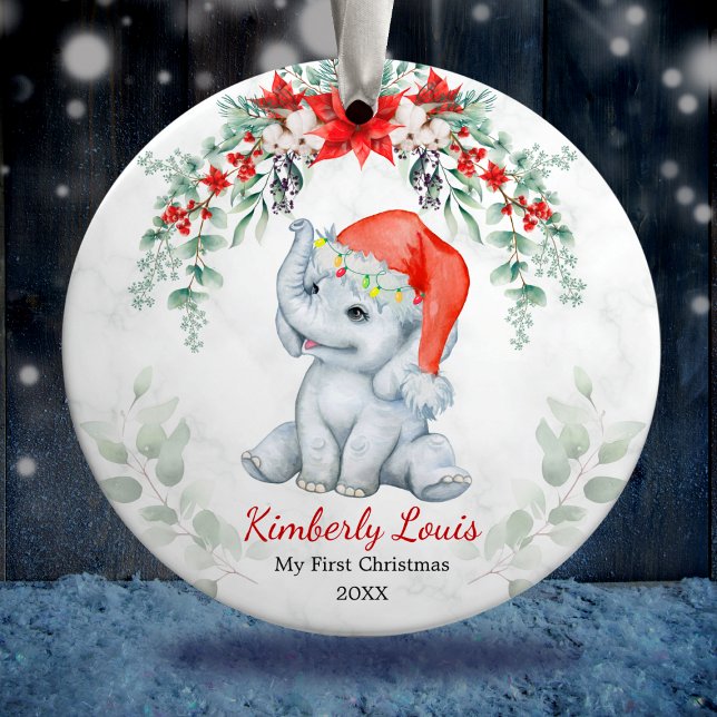 Adorno De Cerámica Primeras Navidades bebé elefante chica Ceram (Subido por el creador)