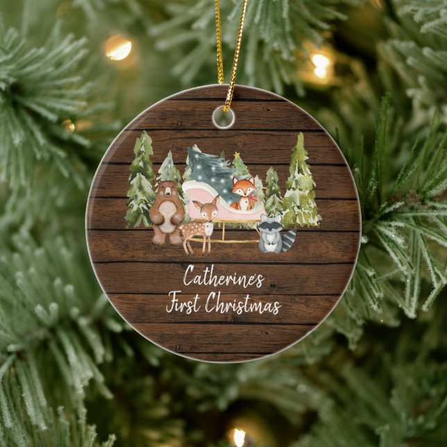 Adorno De Cerámica Primeras Navidades de la Rústica del Invierno  (Árbol)