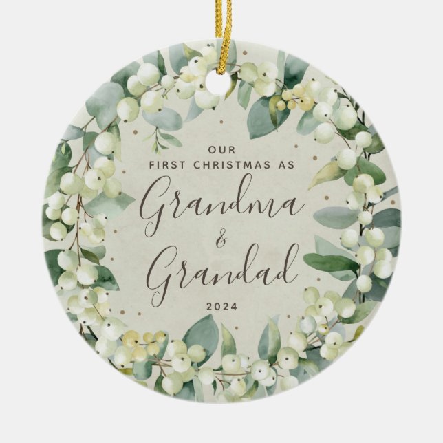 Adorno De Cerámica Primeras Navidades de los Abuelos Fotografía (Frente)