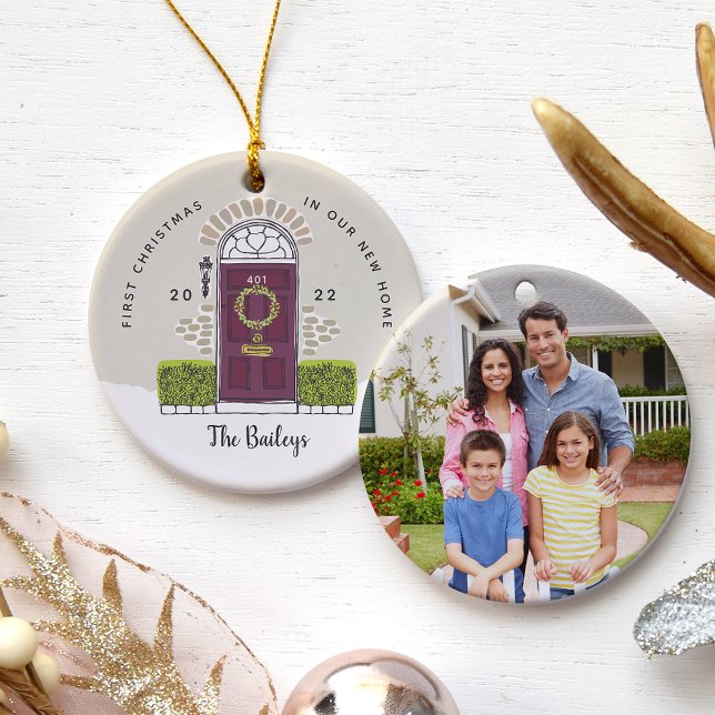 Adorno De Cerámica Primeras Navidades de Puertas Púrpura en nuestro n (Subido por el creador)