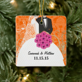 Adorno De Cerámica Primeras Navidades navideñas recién casadas de Bri