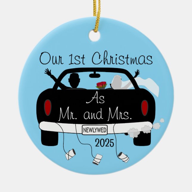 Adorno De Cerámica Primeras parejas casadas de Navidad (Frente)