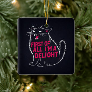 Adorno De Cerámica Primero que nada soy un delicioso gato negro rugie