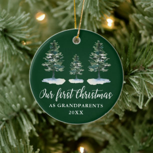 Adorno De Cerámica Primeros Abuelos de Navidad Pines Verdes