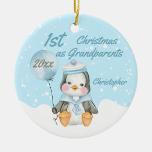 Adorno De Cerámica Primeros abuelos del pingüino de Navidad