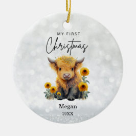 Adorno De Cerámica Primeros girasoles de vacas en las tierras altas d