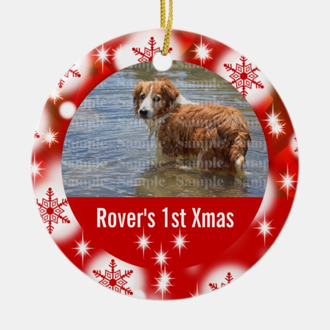 Adorno De Cerámica Primeros mascotas de la foto del navidad (Frente)