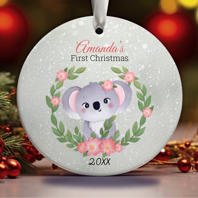 Adorno De Cerámica Primeros Navidades de bebé cortos Wreath (Subido por el creador)