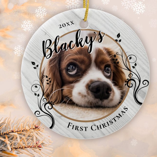 Adorno De Cerámica Primeros Navidades de Cachorro Foliage Foliage Dog (Subido por el creador)