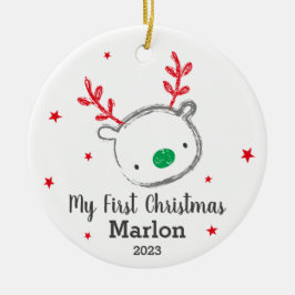 Adorno De Cerámica Primeros renos navideños de bebé