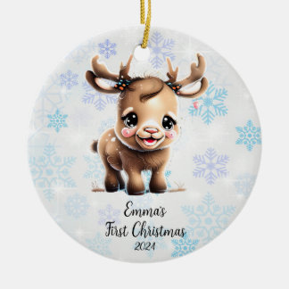 Adorno De Cerámica Primeros renos navideños personalizados