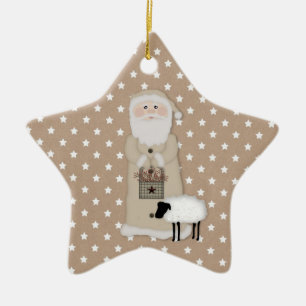 Adorno De Cerámica Primitive Santa Ornament