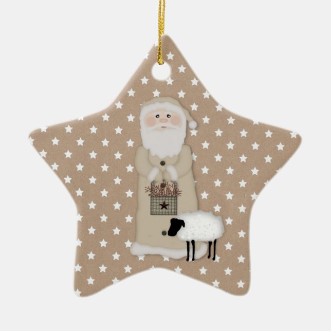 Adorno De Cerámica Primitive Santa Ornament (Frente)