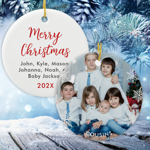 Adorno De Cerámica Primos personalizados foto Navidad