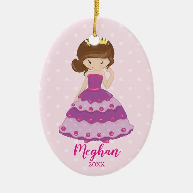 Adorno De Cerámica Princesa bonita Christmas Ornament (Frente)
