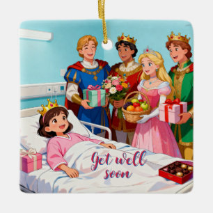Adorno De Cerámica Princesa enferma en el hospital con visitantes 1