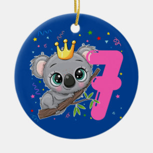 Adorno De Cerámica Princesa Koala cumpleaños 7 años niña 7 años