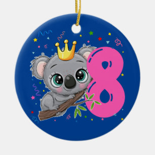 Adorno De Cerámica Princesa Koala cumpleaños 8 años niña 8 años