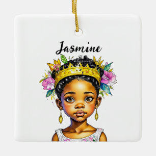 Adorno De Cerámica Princesa Niña Personalizada de Color