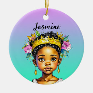 Adorno De Cerámica Princesa Niña Personalizada de Color