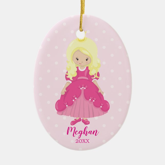 Adorno De Cerámica Princesa rubia bonita Christmas Ornament (Frente)