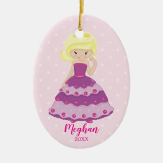 Adorno De Cerámica Princesa rubia bonita Christmas Ornament