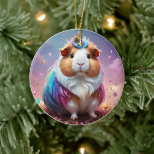 Adorno De Cerámica Prism Pigtail: La Conejillo de Guinea Unicornio Ra